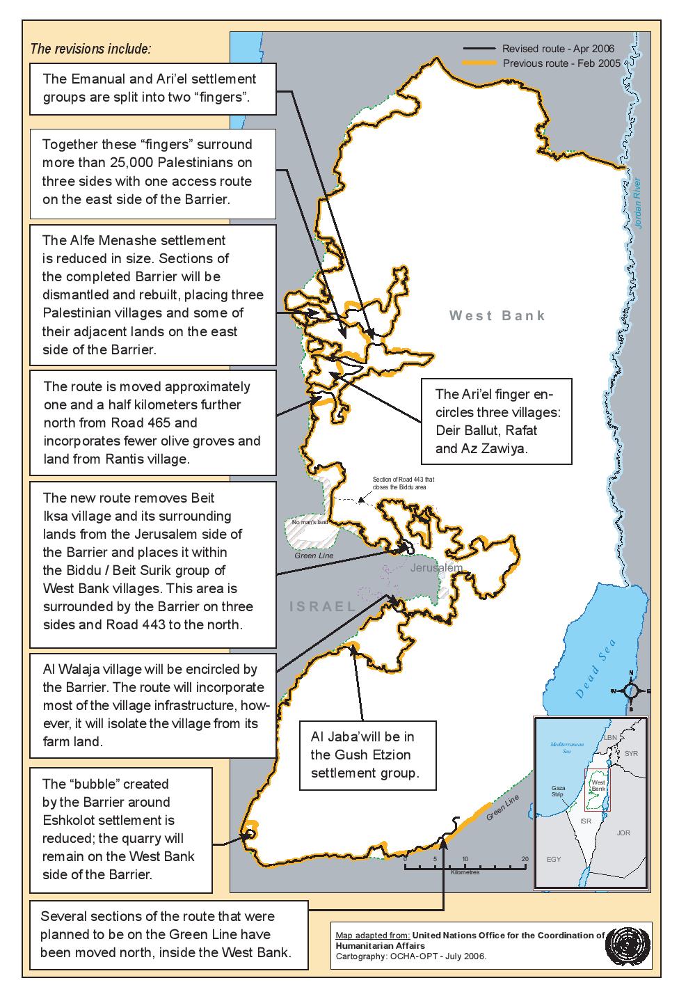 REVISED ROUTE OF THE ISRAELI SEPARATION BARRIER, 2006